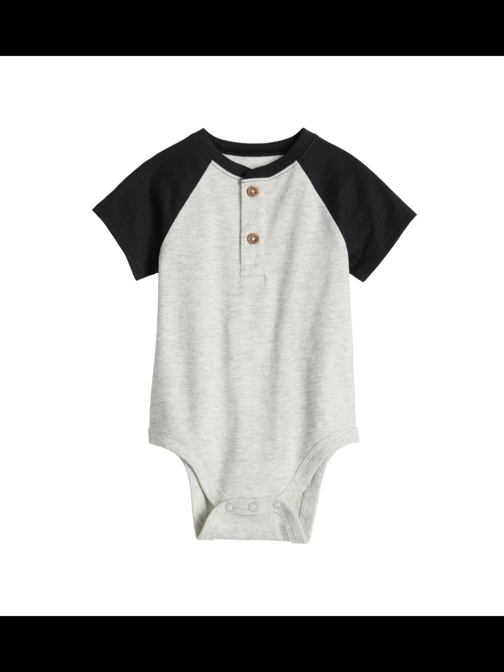 NWT Jumping Beans Baby Boy Colorblock Raglan Henley Bodysuit Size 24M Gray/Black